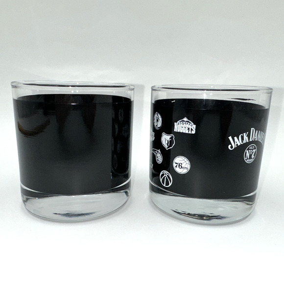 Jack Daniels NBA Old No 7 Official Partner Whiskey Glasses Set Of 2 Barware - Picture 5 of 12